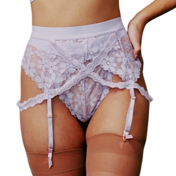 KIB KILO BRAVA Sexy Garter Belt 'Sweet Hitchhiker' Floral Lace Strappy Stretch - Picture 7 of 12